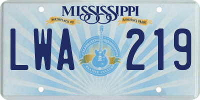 MS license plate LWA219