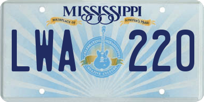 MS license plate LWA220
