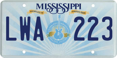MS license plate LWA223