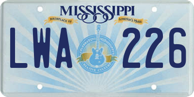 MS license plate LWA226