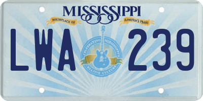 MS license plate LWA239