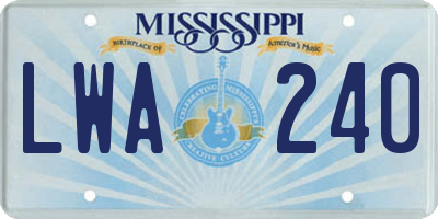 MS license plate LWA240