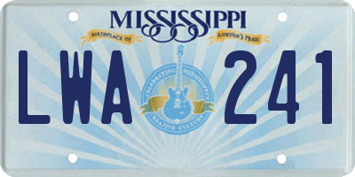 MS license plate LWA241