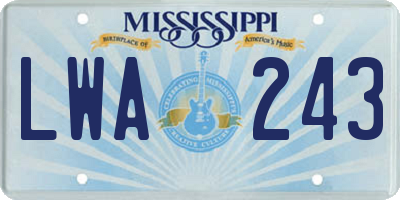 MS license plate LWA243