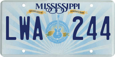 MS license plate LWA244