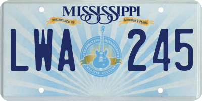 MS license plate LWA245