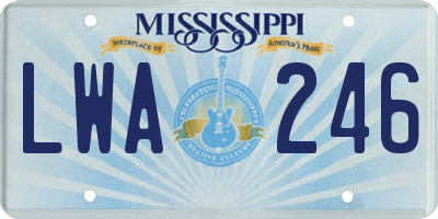 MS license plate LWA246