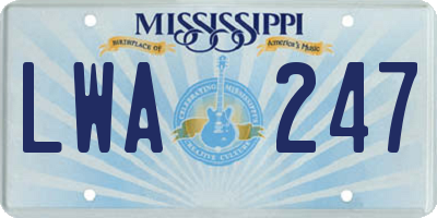 MS license plate LWA247