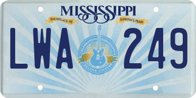 MS license plate LWA249