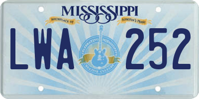 MS license plate LWA252