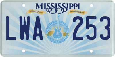 MS license plate LWA253