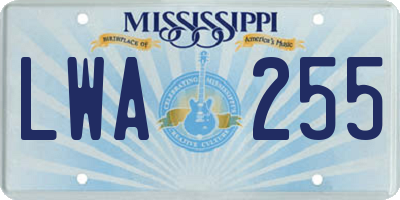 MS license plate LWA255