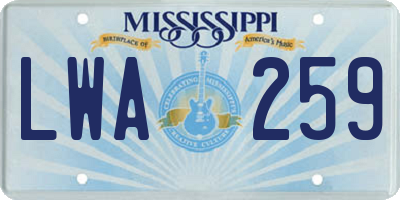 MS license plate LWA259