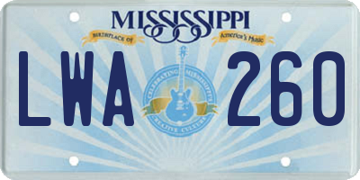 MS license plate LWA260