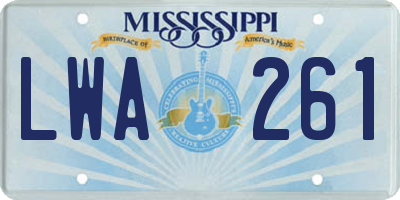 MS license plate LWA261