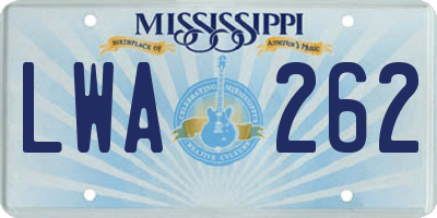 MS license plate LWA262