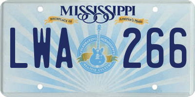 MS license plate LWA266