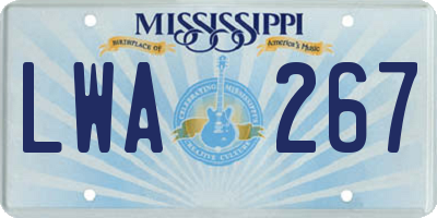 MS license plate LWA267