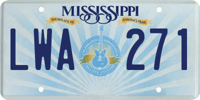 MS license plate LWA271
