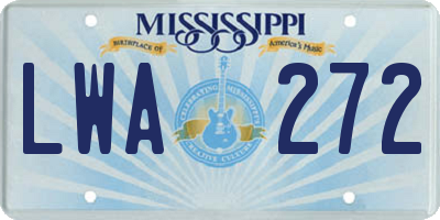 MS license plate LWA272