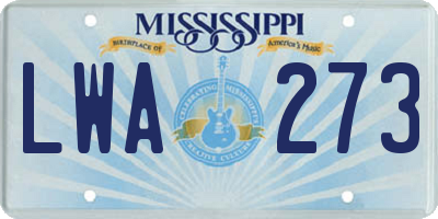 MS license plate LWA273
