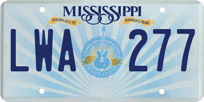 MS license plate LWA277