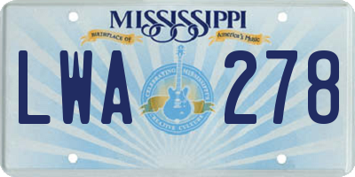 MS license plate LWA278