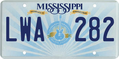 MS license plate LWA282