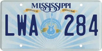 MS license plate LWA284