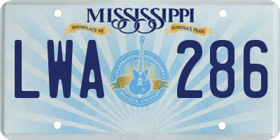 MS license plate LWA286