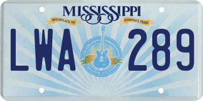 MS license plate LWA289