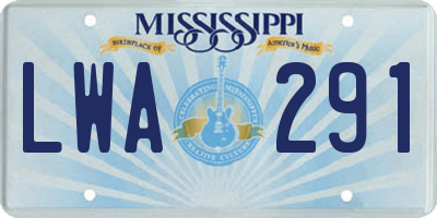 MS license plate LWA291