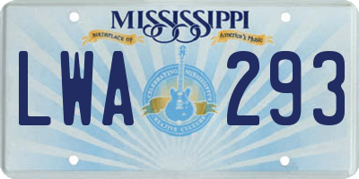 MS license plate LWA293
