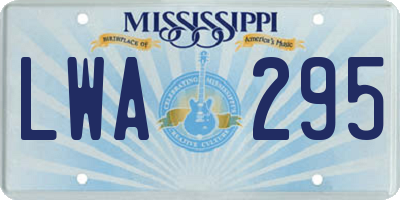 MS license plate LWA295