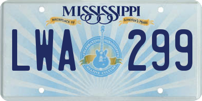 MS license plate LWA299