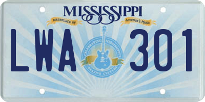 MS license plate LWA301