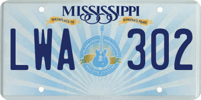 MS license plate LWA302