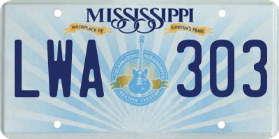 MS license plate LWA303