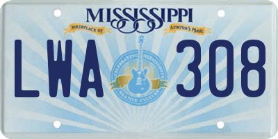 MS license plate LWA308