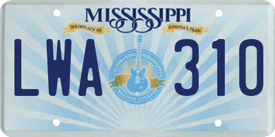 MS license plate LWA310