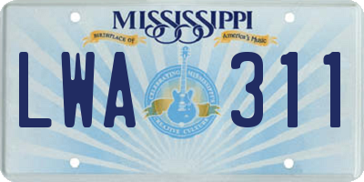 MS license plate LWA311