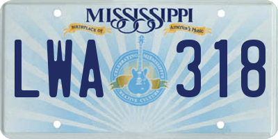 MS license plate LWA318