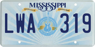 MS license plate LWA319