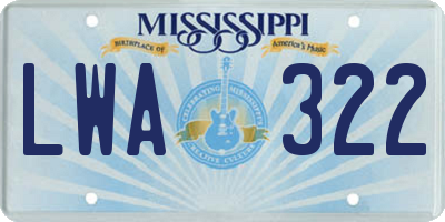 MS license plate LWA322