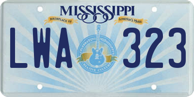 MS license plate LWA323