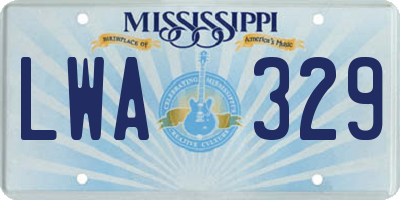 MS license plate LWA329