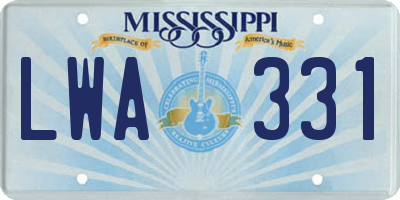 MS license plate LWA331