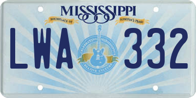 MS license plate LWA332