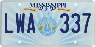 MS license plate LWA337