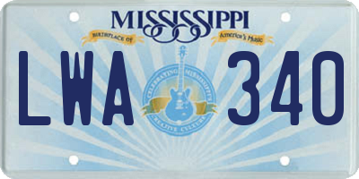 MS license plate LWA340
